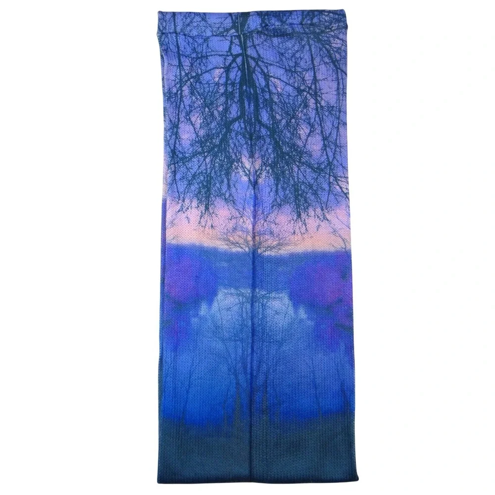 Infinity Scarf‎ Winter Landscape Tree Sunset Print Blue Purple